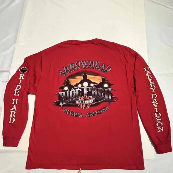 Harley-Davidson Other - Vintage Harley Davidson Long Sleeve Flames Arizona Biker Wings Shirt Vintage y2k